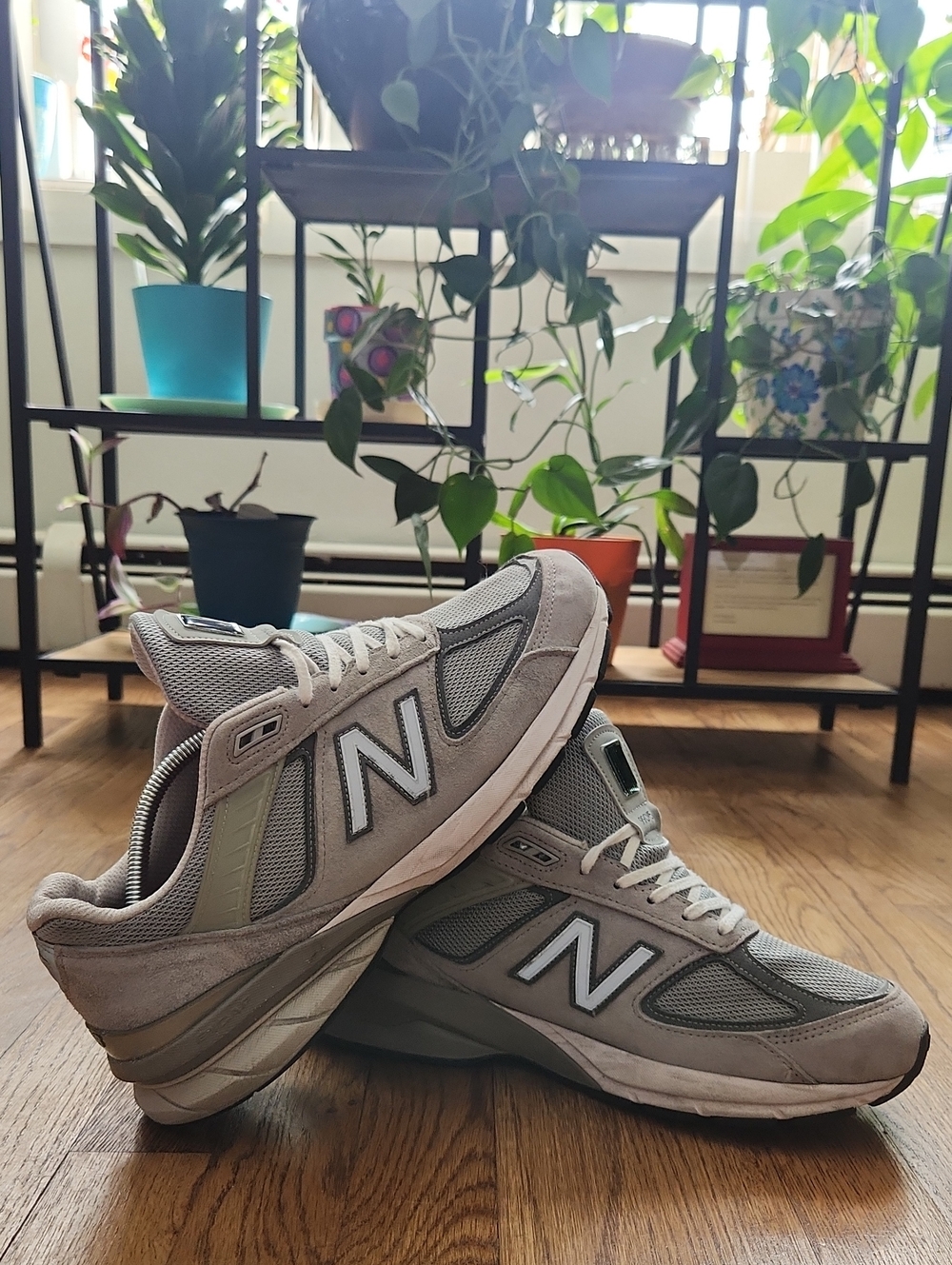 New Balance Taupe/Gray Running Sneakers with White 'N' Logo